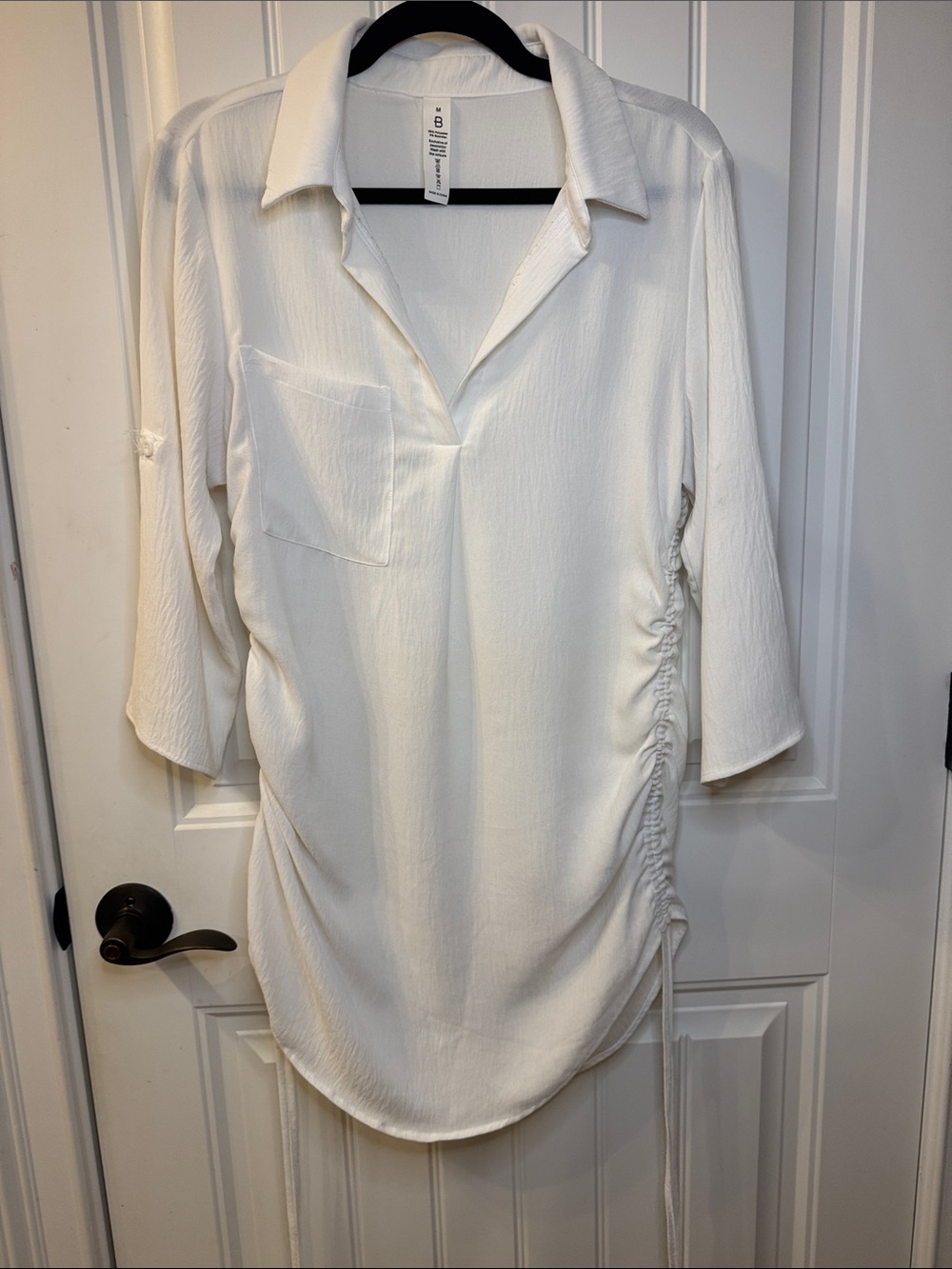 Women's White Collared Tunic Swim cover up medium